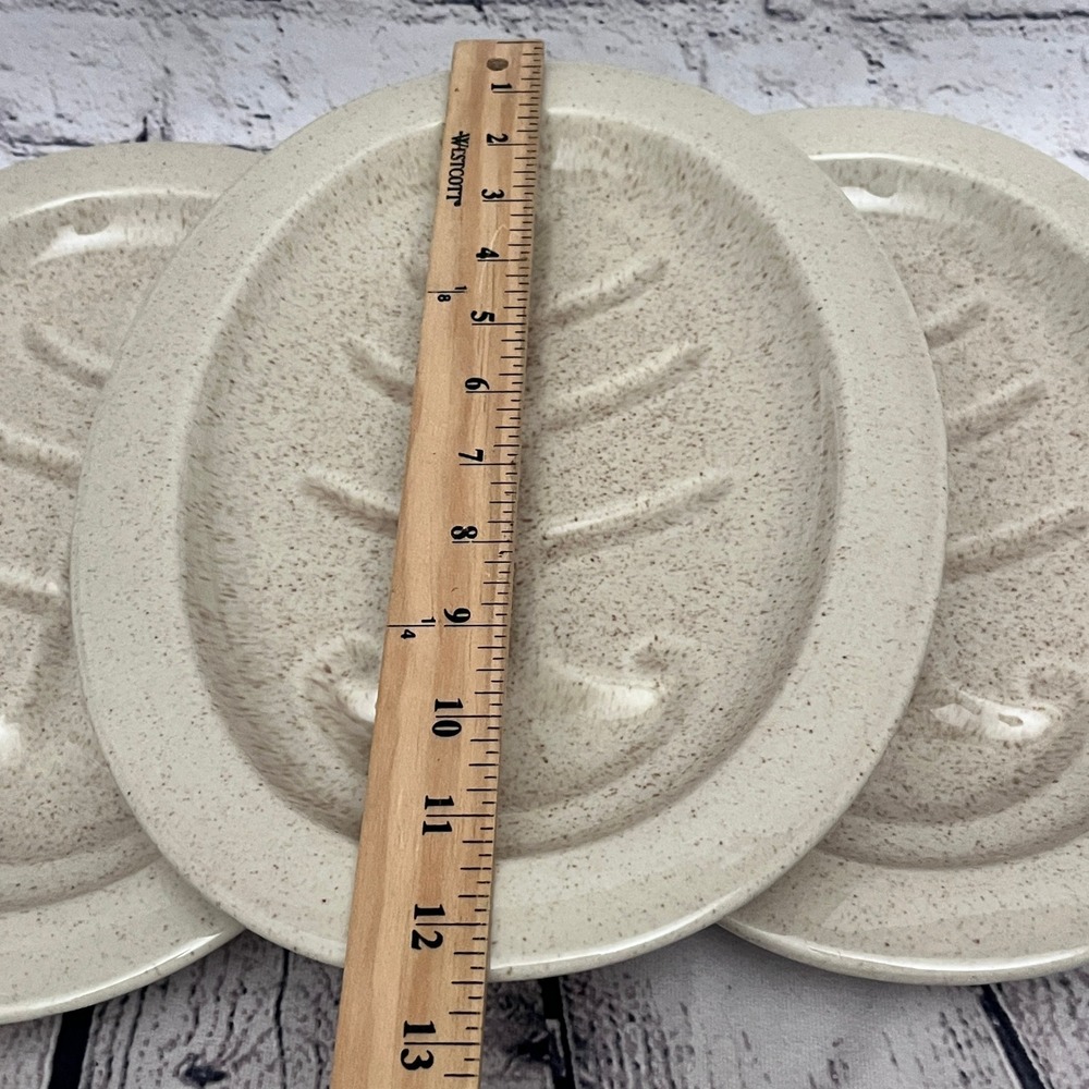 Vintage Red Wing USA Pottery Leaf Design Meat Turkey Serving Plates Set of 3 - Picture 5 of 6